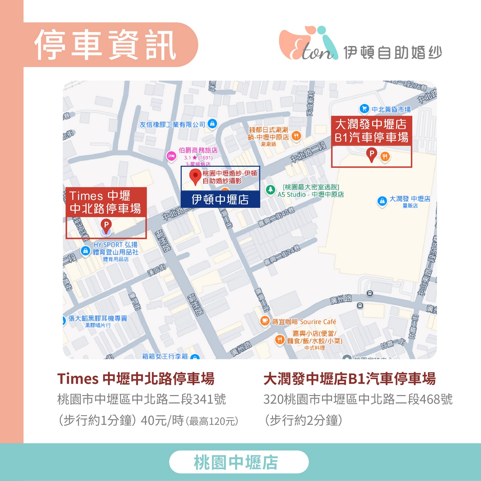 桃園中壢店停車位置參考